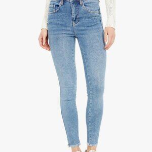 Free People High Rise Raw Hem Skinny Jeans Sz 31